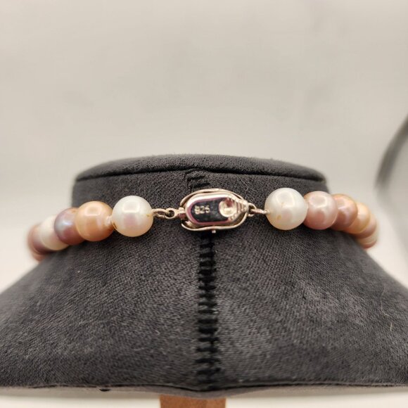 Beautiful Cultured Pearl Necklace With Heavy Sterling Silver Clasp Heirloom Gift - Picture 6 of 11